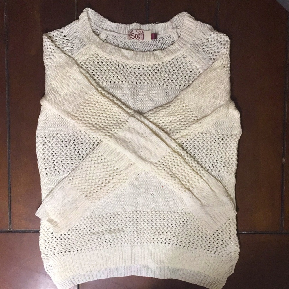 Cream White Laced Sweater